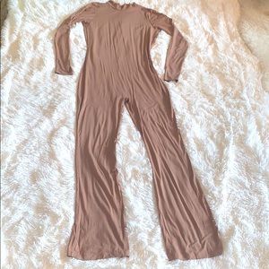 Nude Mock Neck Long Sleeve Jumpsuit